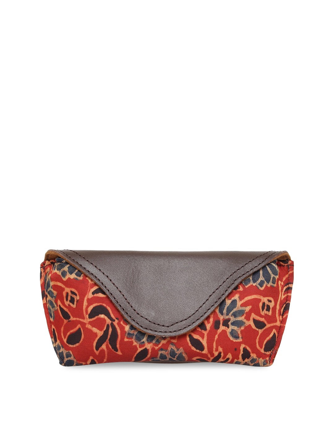 

Fabindia Red & Grey Printed Foldover Clutch