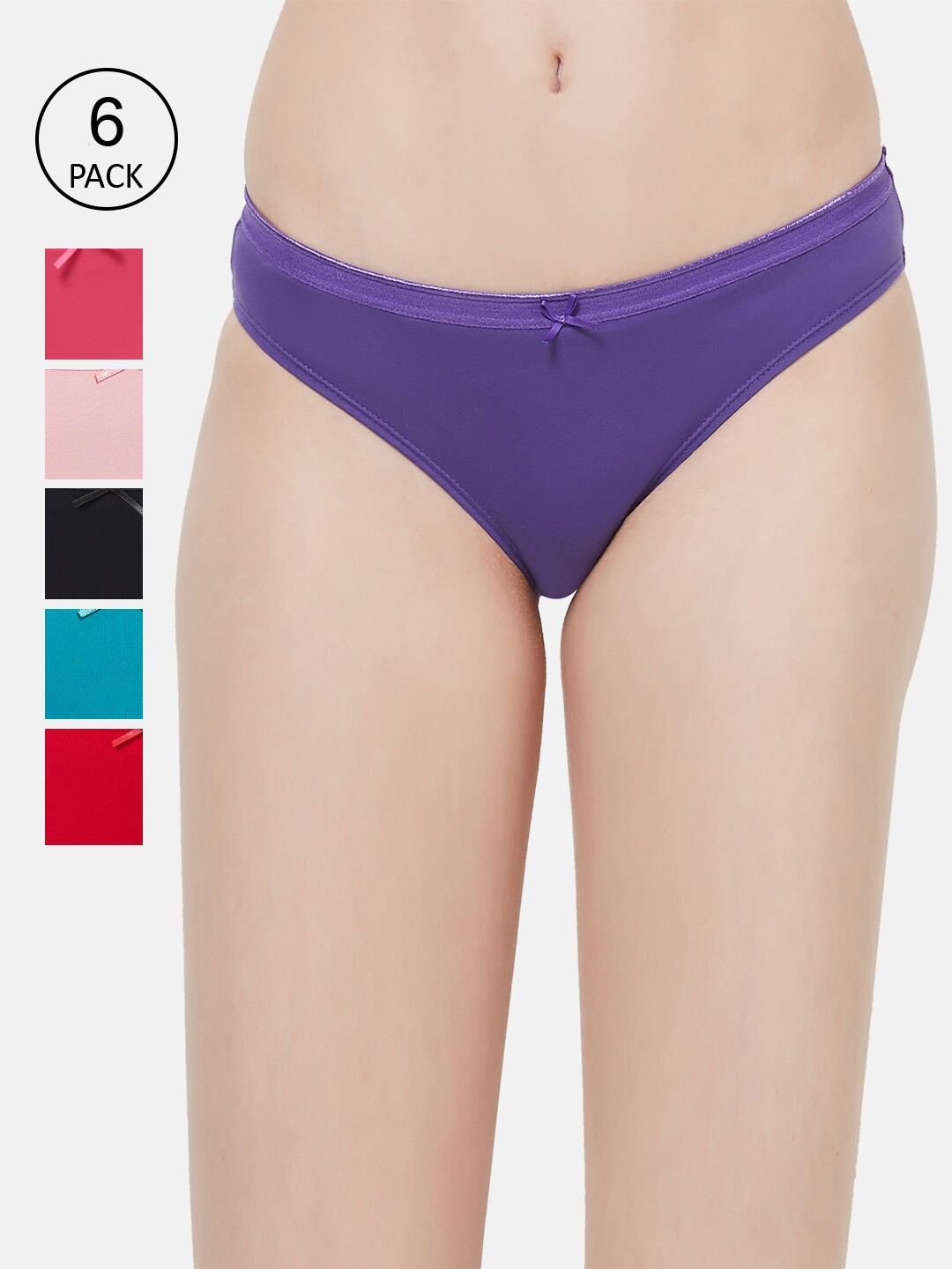 

Soie Women Pack Of 6 Solid Classic Basic Briefs 6BF-18PACK 1, Purple