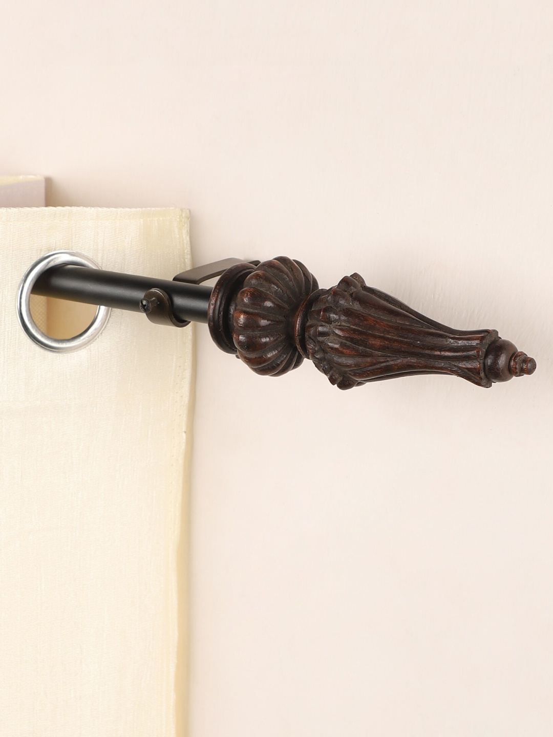 The Decor Mart Black & Brown Extendable Curtain Rod with Finial