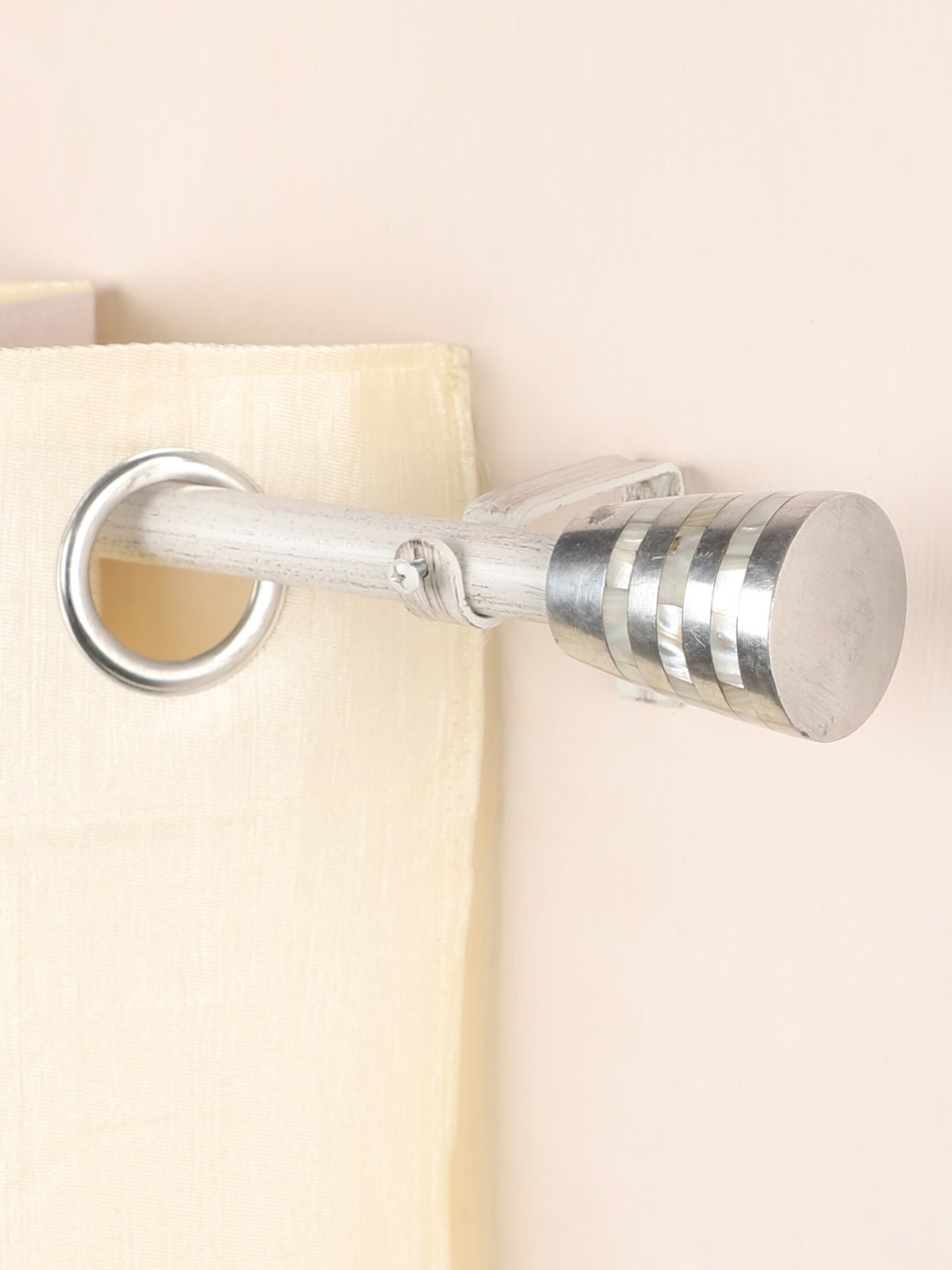 

The Decor Mart White Extendable Curtain Rod With Finial