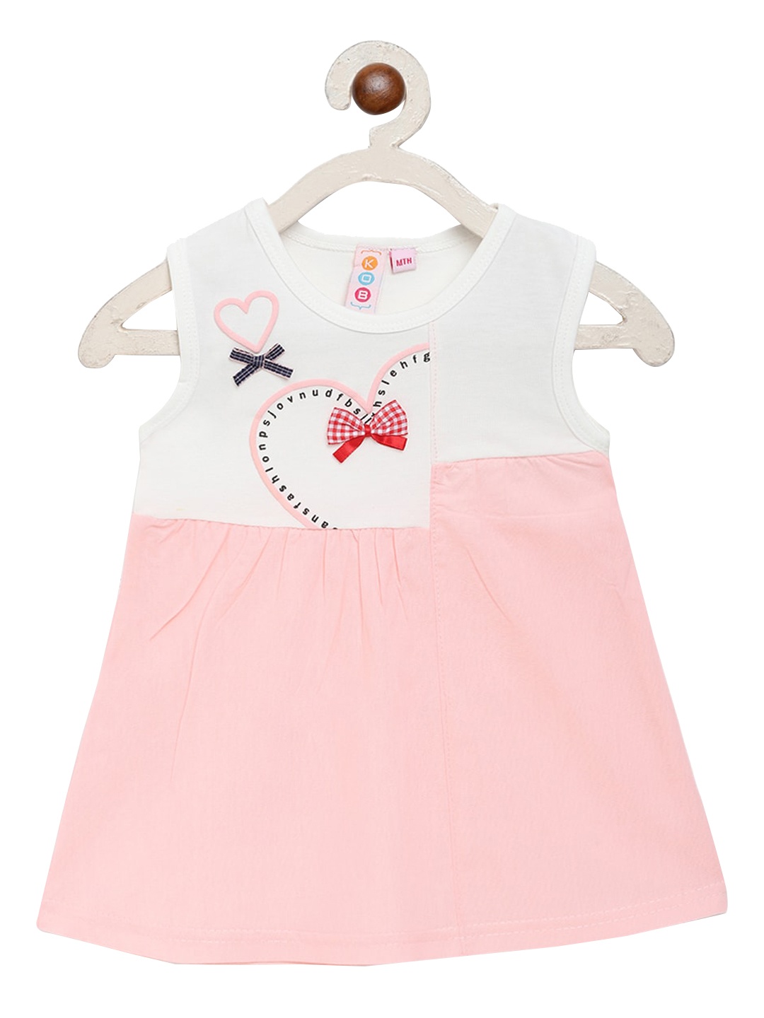 

Kids On Board Pink & White Colourblocked A-Line Dress