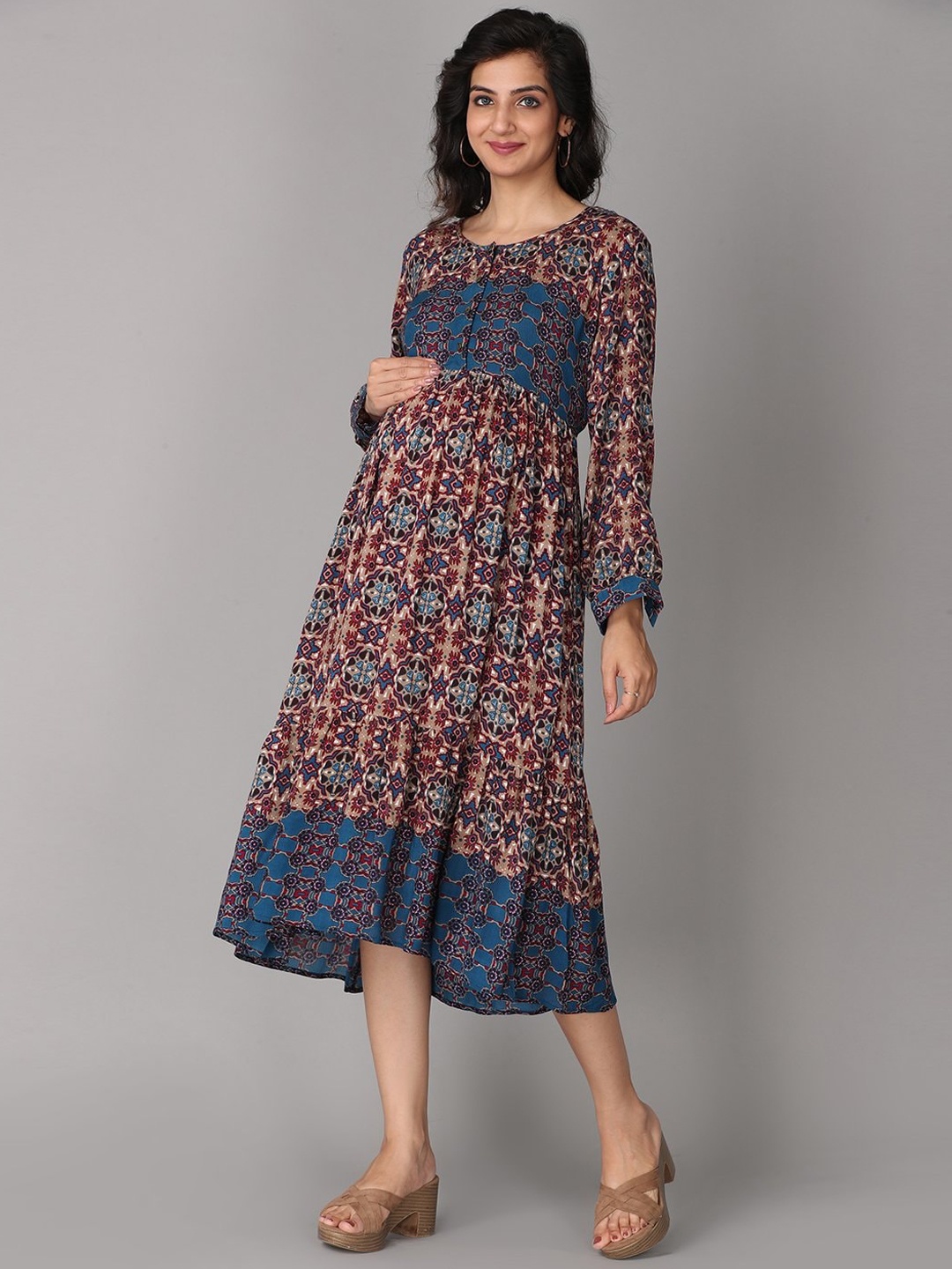

The Mom Store Maternity Multicoloured Floral Midi Dress, Multi