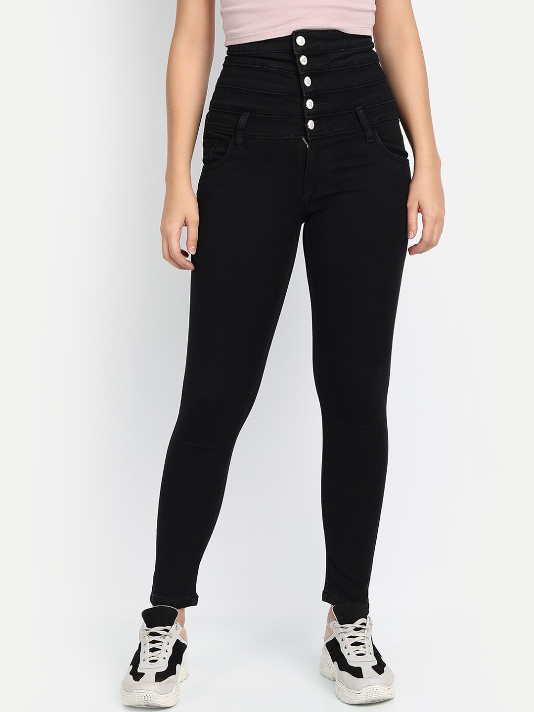 

BROADSTAR Women Black Stretchable High Rise Skinny Fit Jeans
