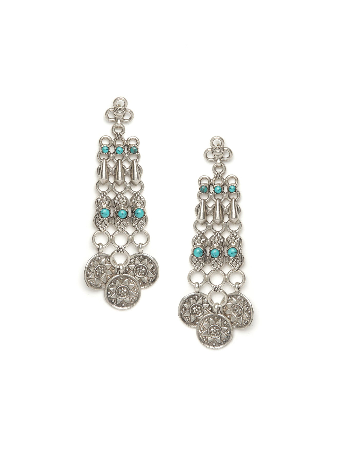 

Fabindia Silver-Toned Handcrafted Contemporary Drop Earrings