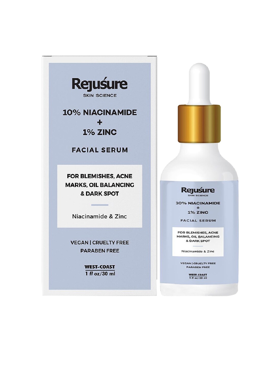 

REJUSURE Niacinamide 10% & Zinc 1% Face Serum 30ml, White
