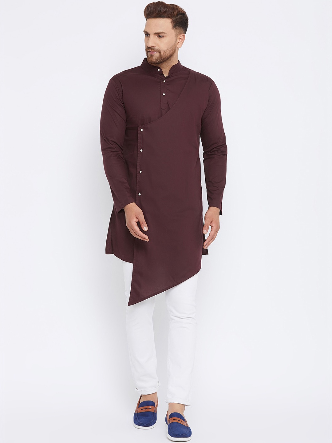 Hypernation Men Brown Cotton Kurta