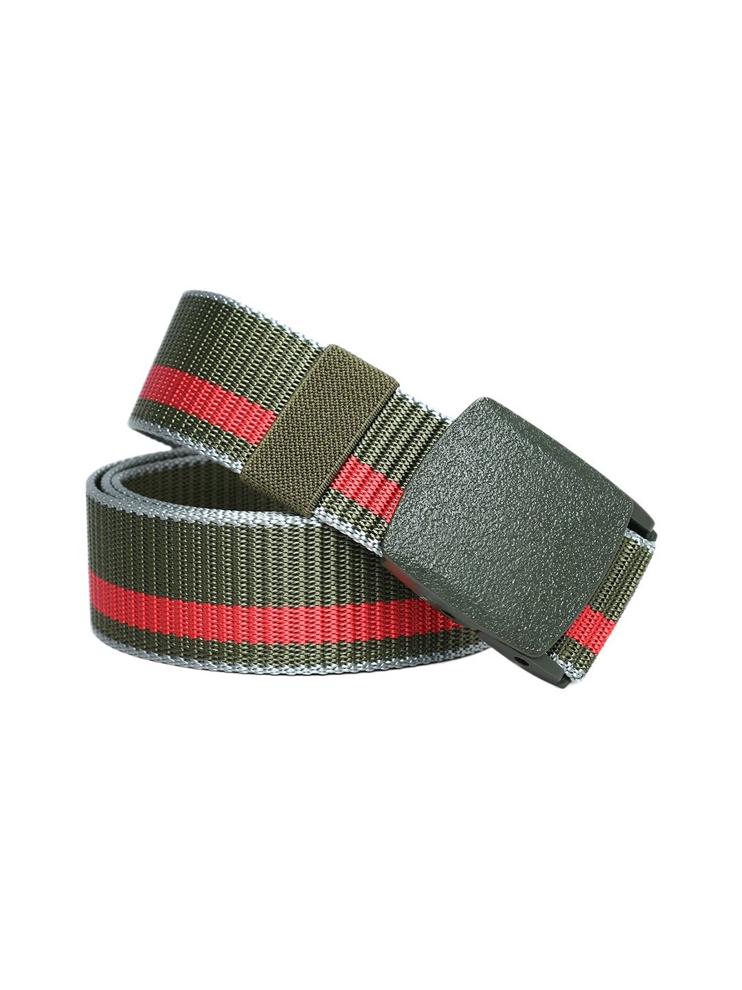 

Kastner Men Olive Green Striped Belt