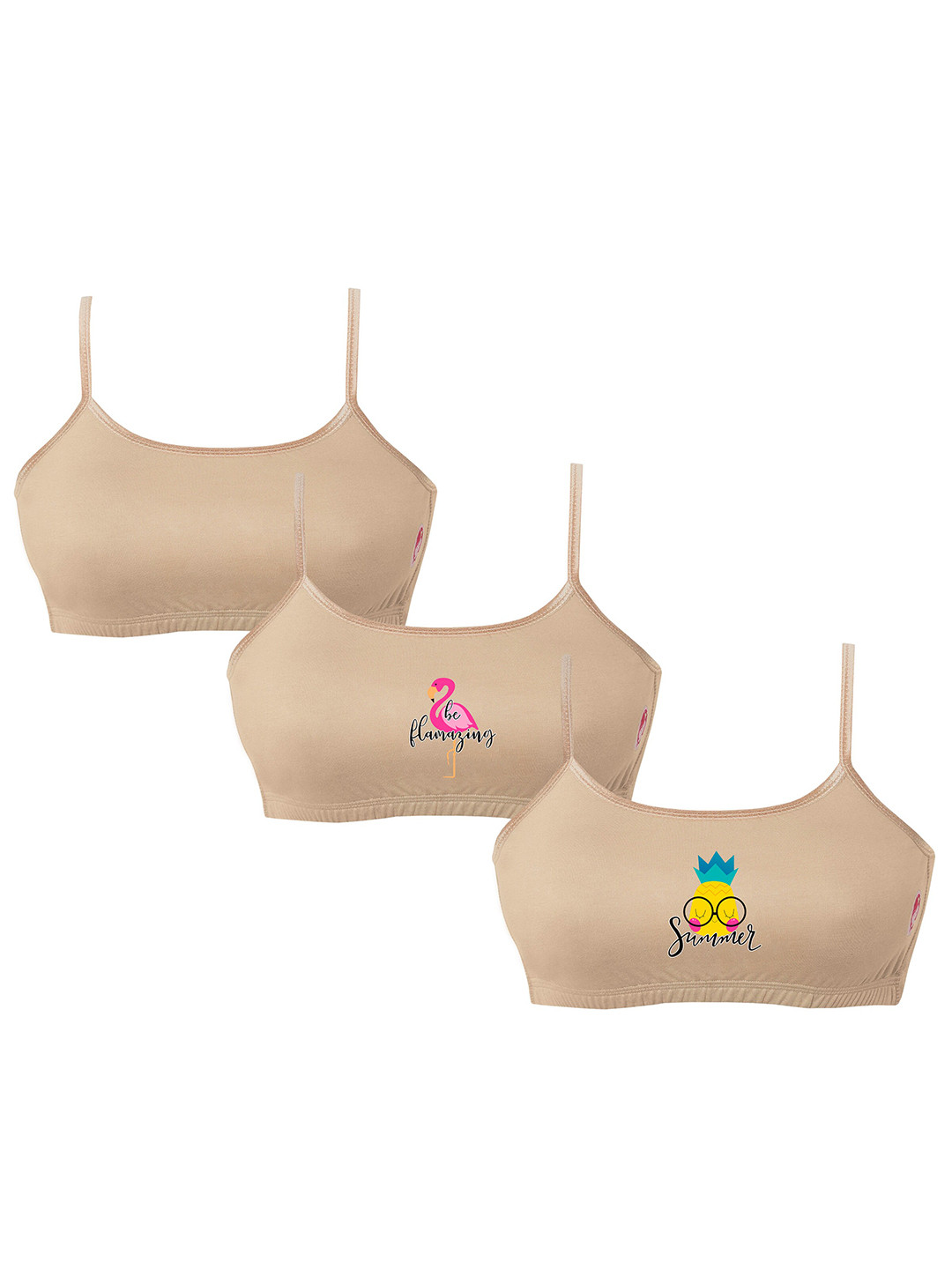 

DChica Girls Beige Set of 3 Full Coverage Beginners Bra