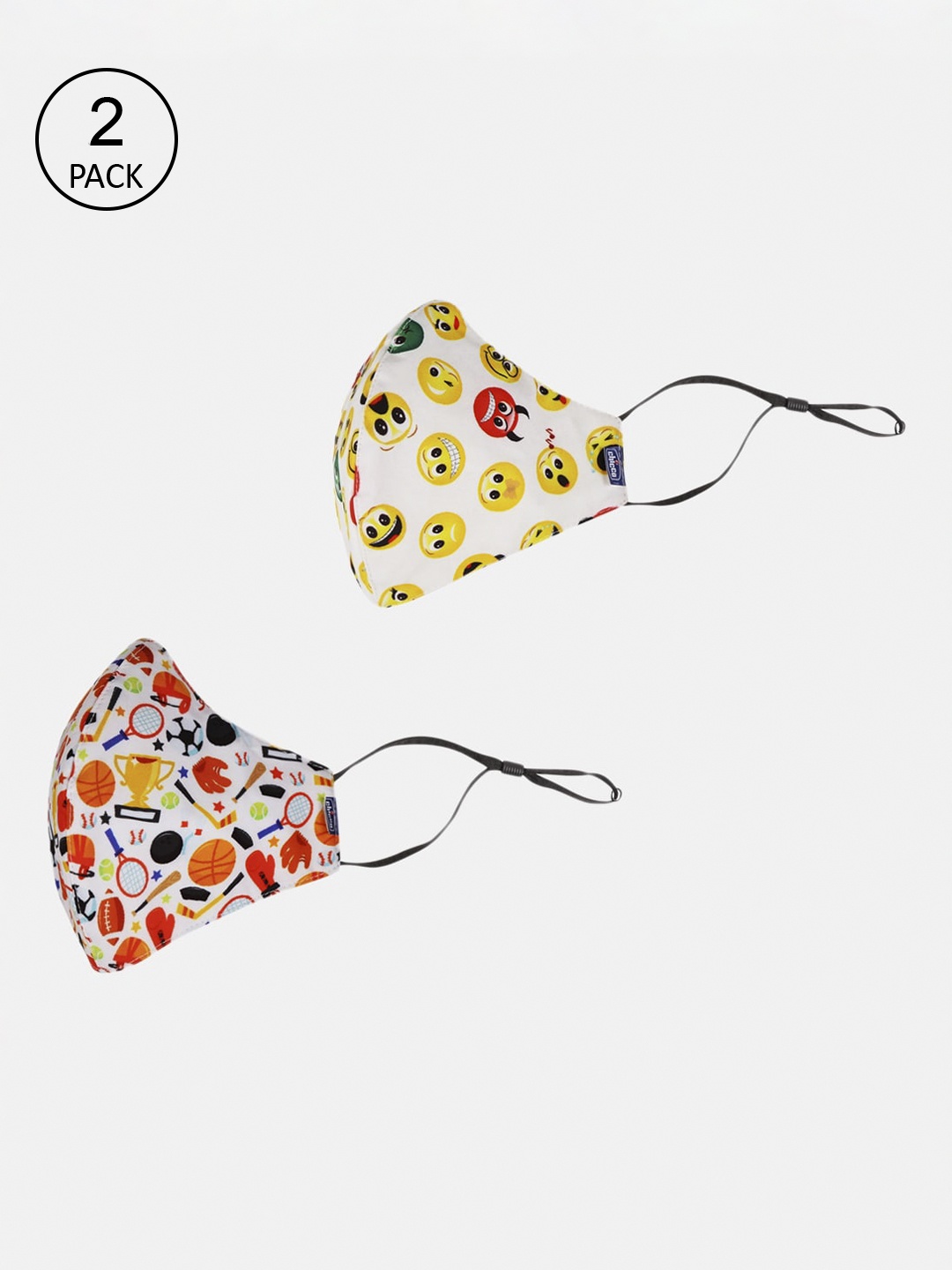 

Chicco Unisex Kids Pack Of 2 Printed 6-Ply Reusable Protective Outdoor Face Masks, White