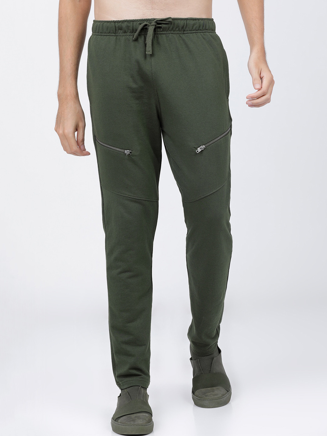 

HIGHLANDER Men Olive Green Slim-Fit Track Pants