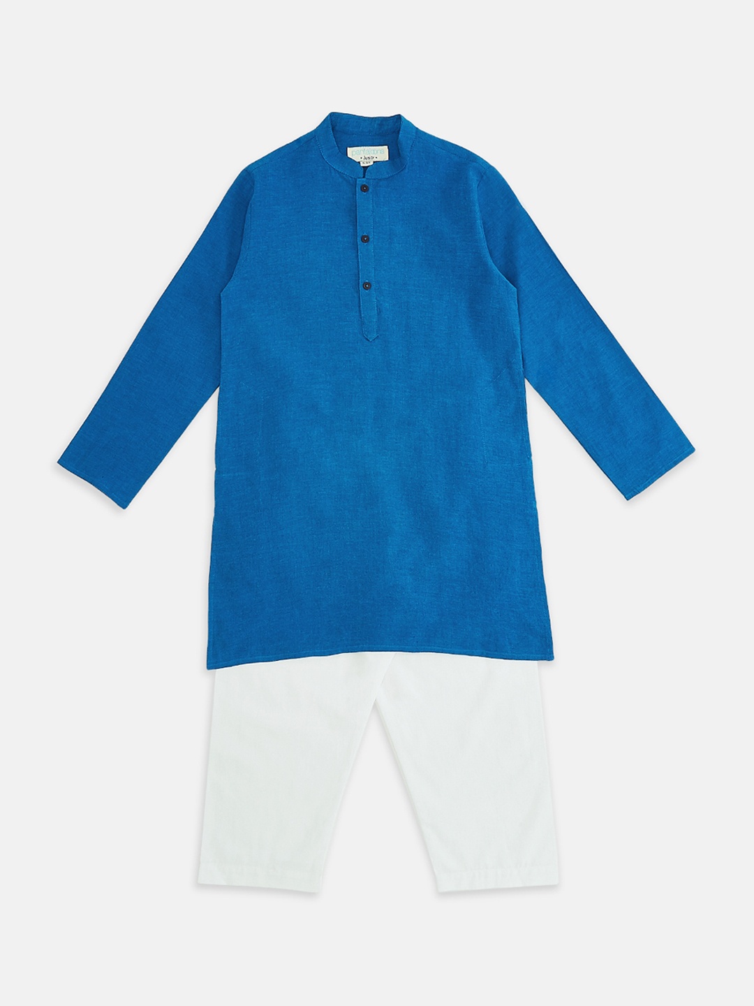 

indus route by Pantaloons Boys Blue & White Pure Cotton Kurta with Pyjamas