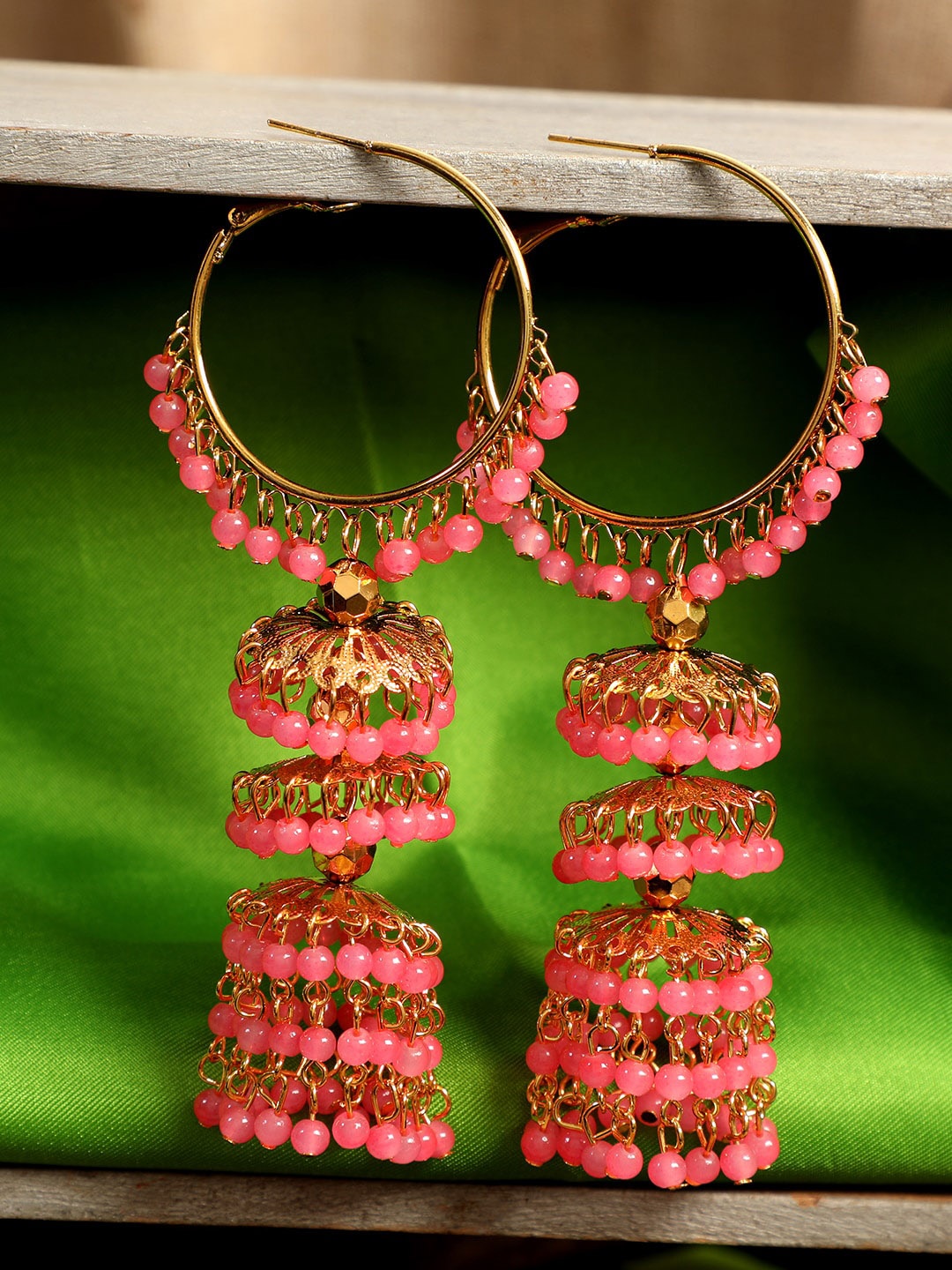 

ANIKAS CREATION Women Pink Classic Jhumkas Earrings
