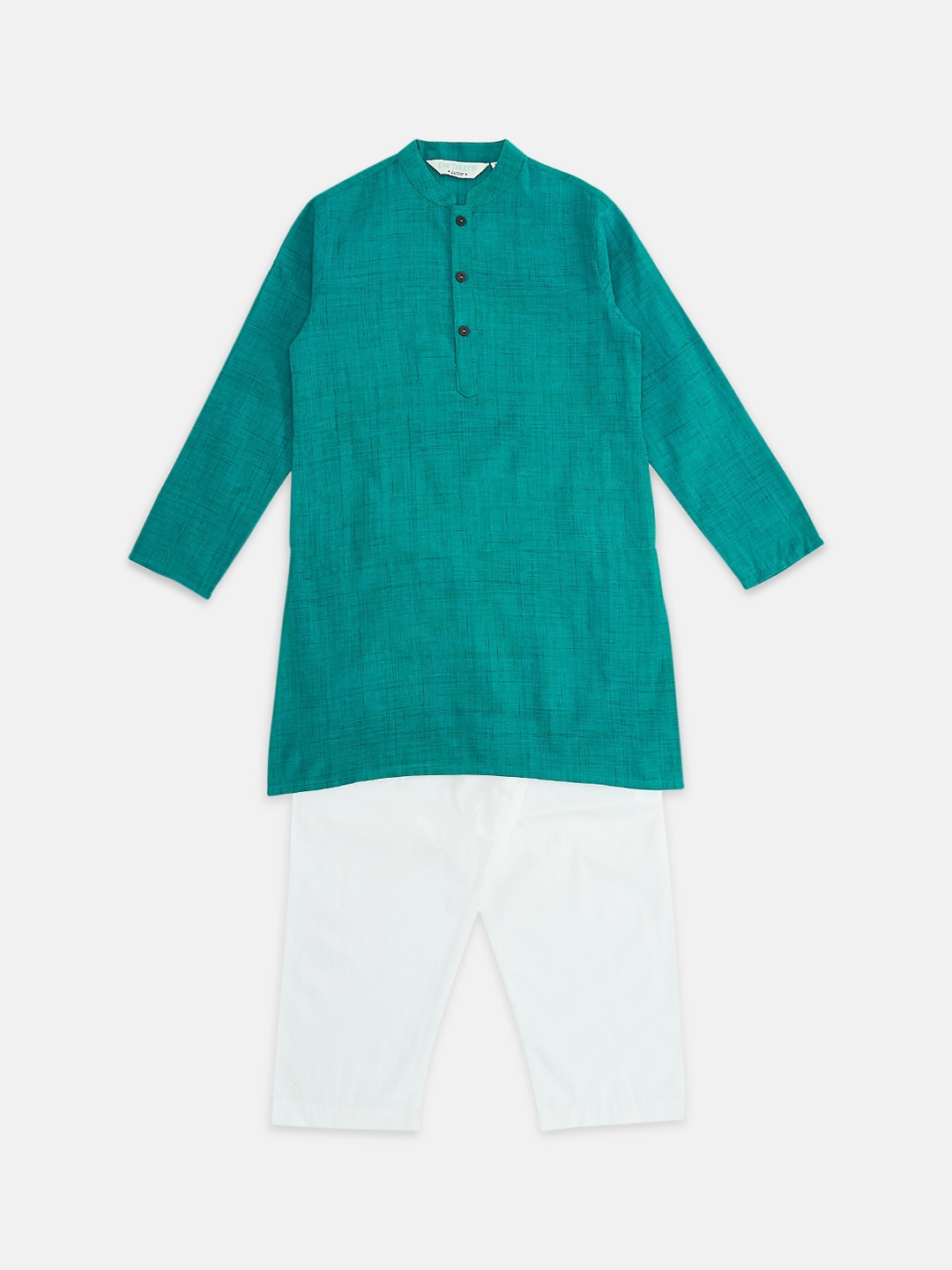 

indus route by Pantaloons Boys Turquoise Blue Pure Cotton Kurta with Pyjamas