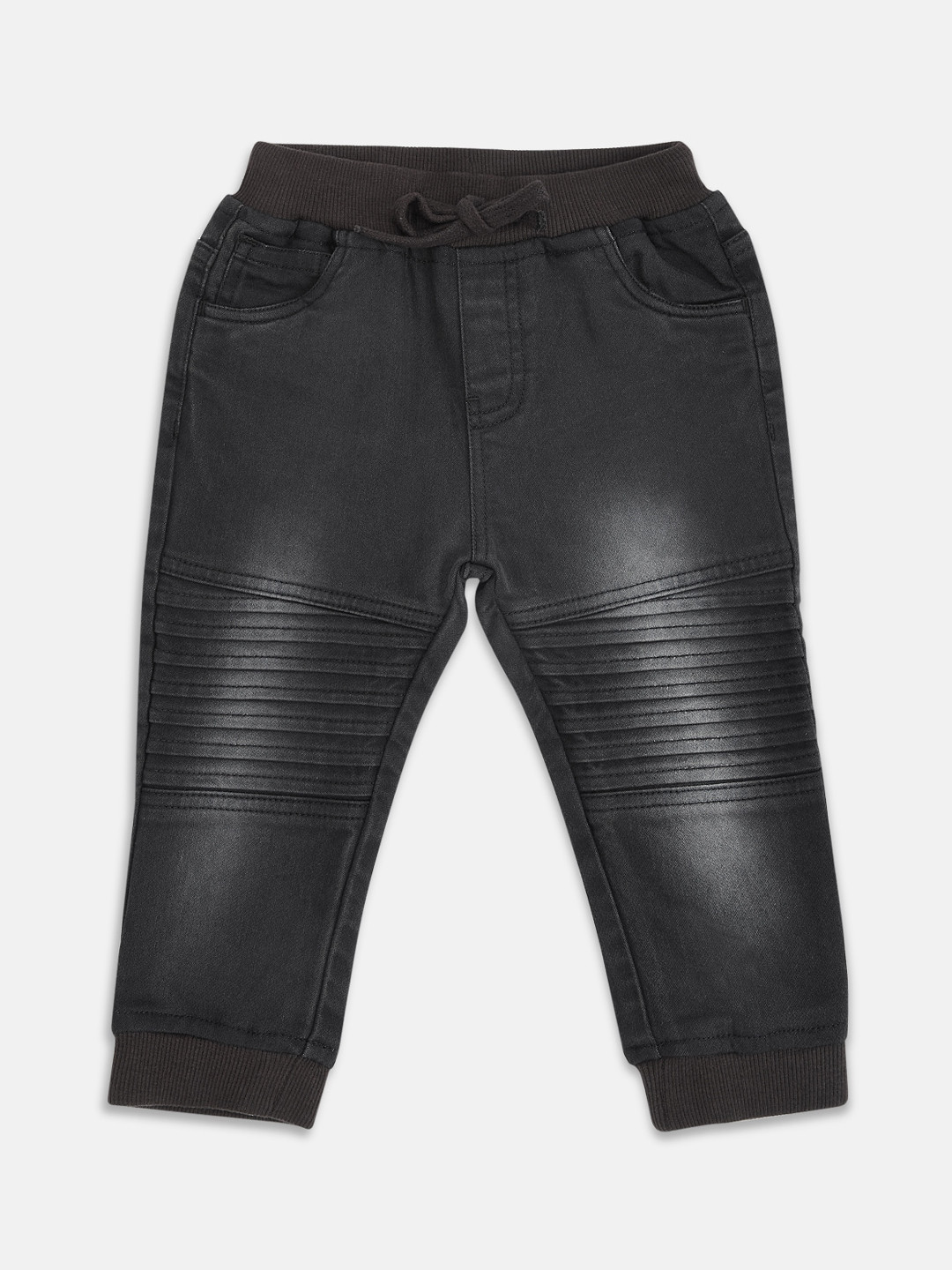 

Pantaloons Baby Boys Charcoal Grey Mid Rise Heavy Fade Jogger Jeans
