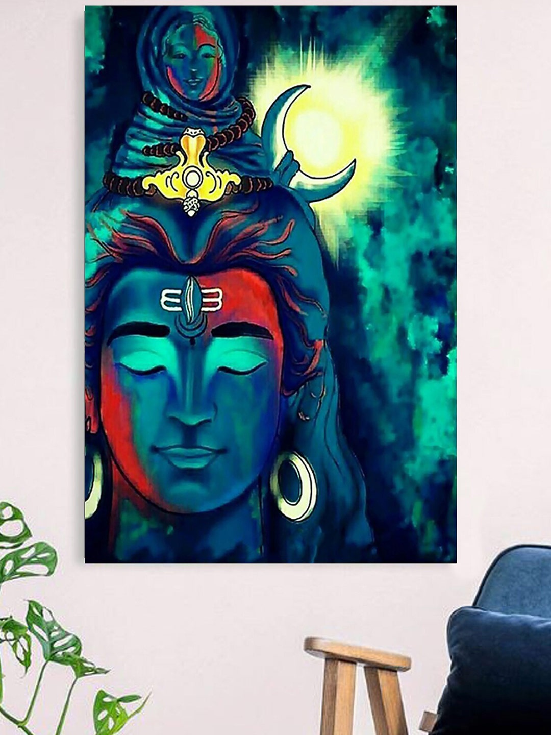 

Gallery99 Green & Blue Spiritual Shiva Canvas Unframed Painting