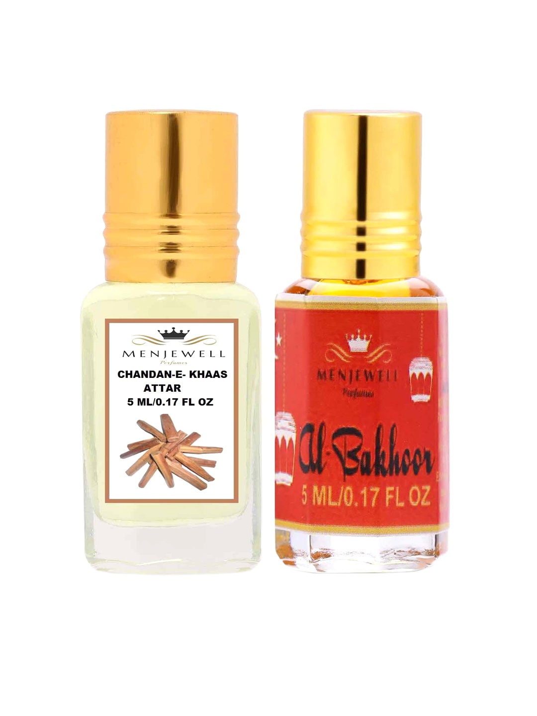 Menjewell Chandan-E-Khaas & Al BhakoorAttar Combo 10 ml, Transparent