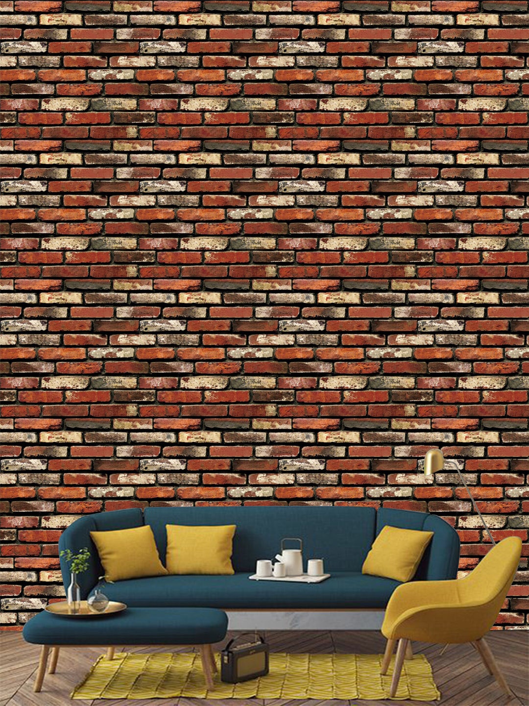 

Jaamso Royals Multicoloured Royals Vintage Brick Self Adhesive Wallpaper, Multi