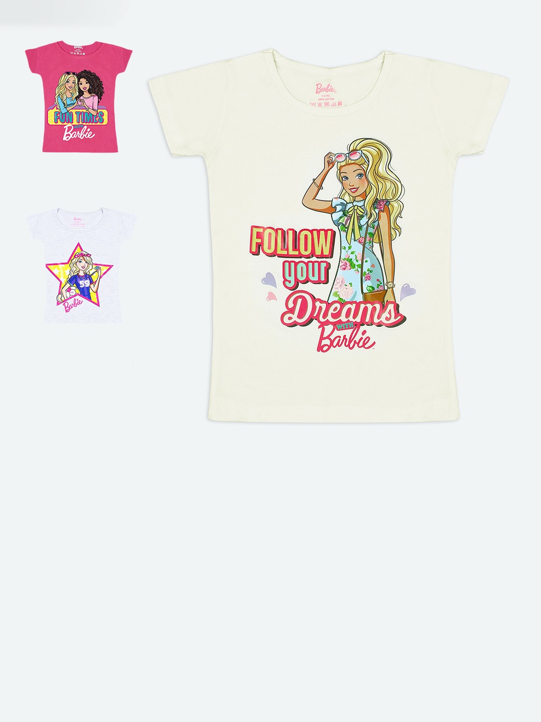 

Barbie Girls Multicoloured 3 Printed T-shirt, Multi