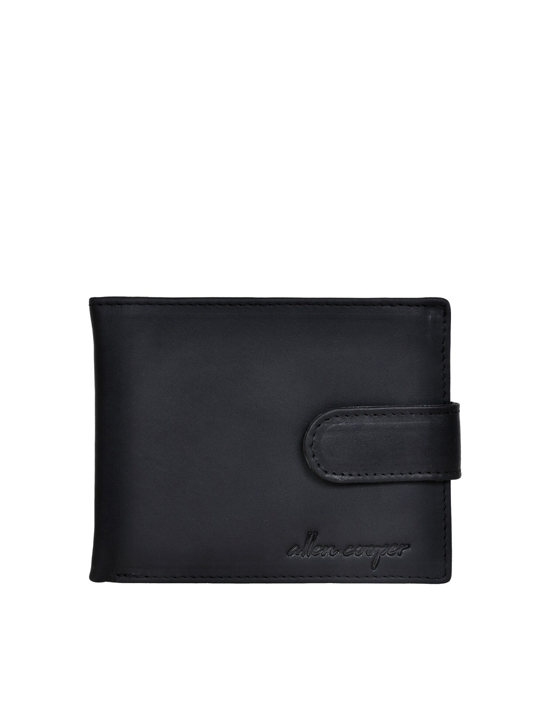 

Allen Cooper Men Black Textured Leather Two Fold Wallet