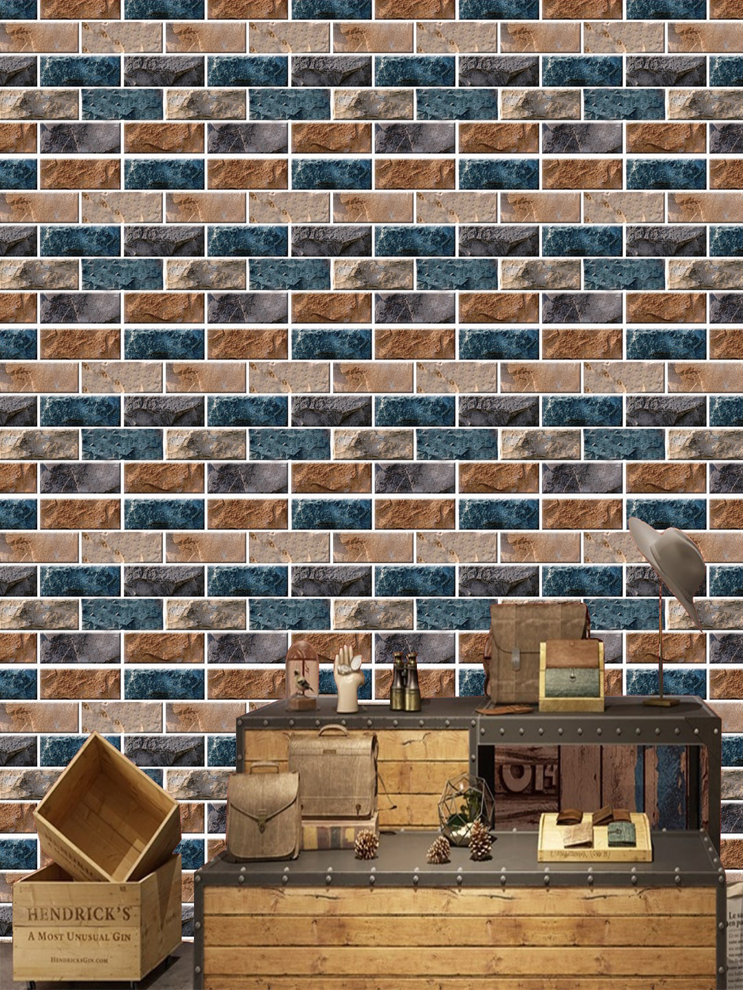 

Jaamso Royals Multicoloured Wall Penal PE Foam Self Adhesive 3D 3 Sheet Wallpapers, Multi