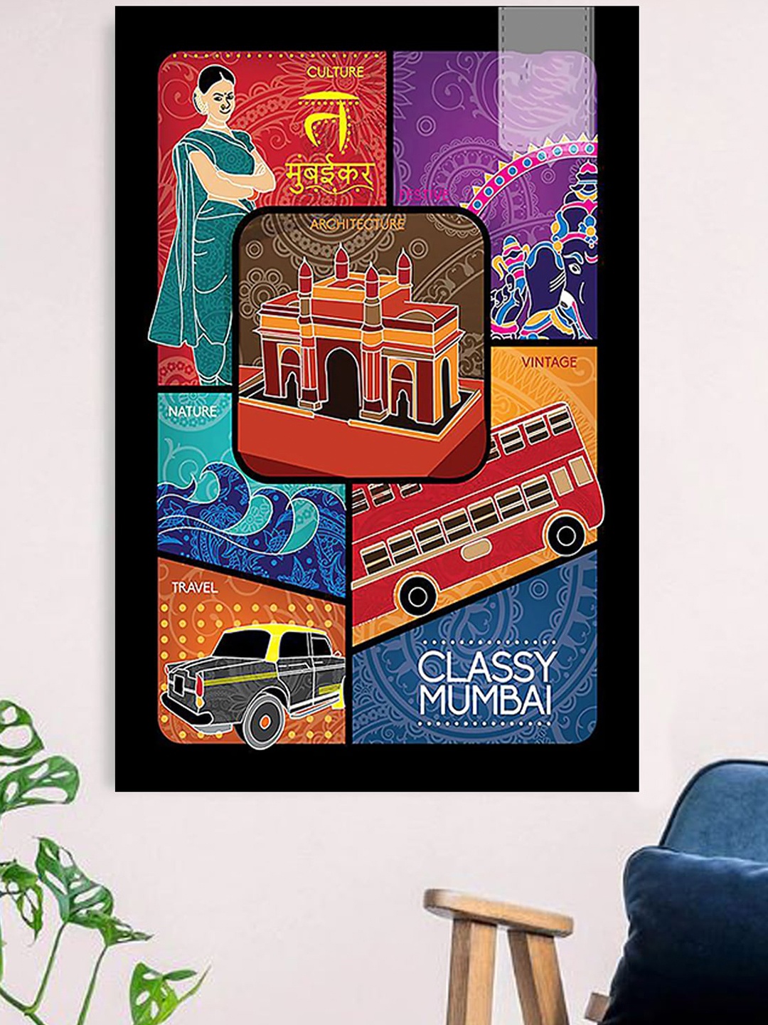 Gallery99 Multicoloured Classy Mumbai Canvas Unframed Painting, Multi