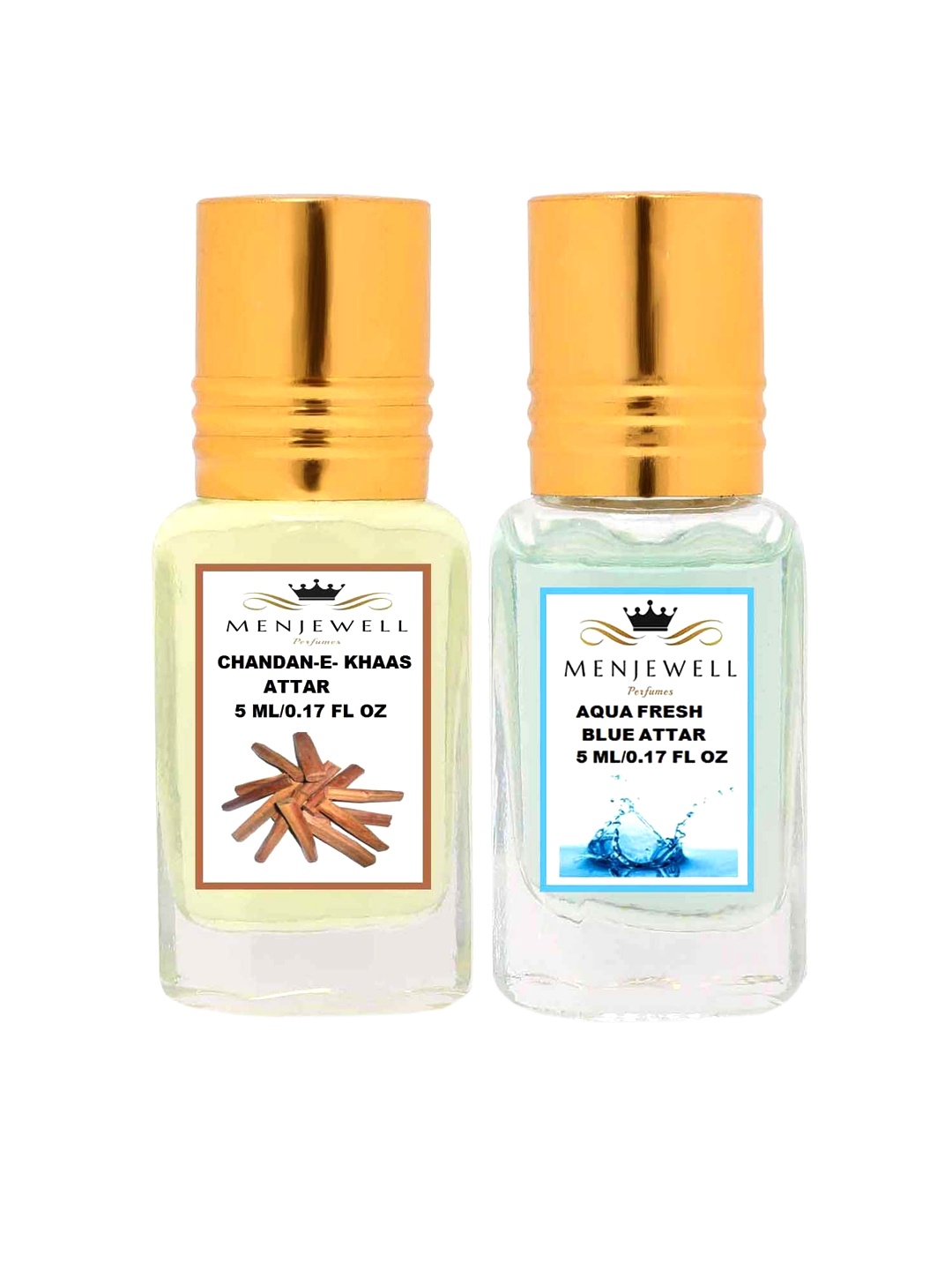 

Menjewell Chandan-E-Khaas & Aqua Fresh Attar Combo 10 ml, Transparent