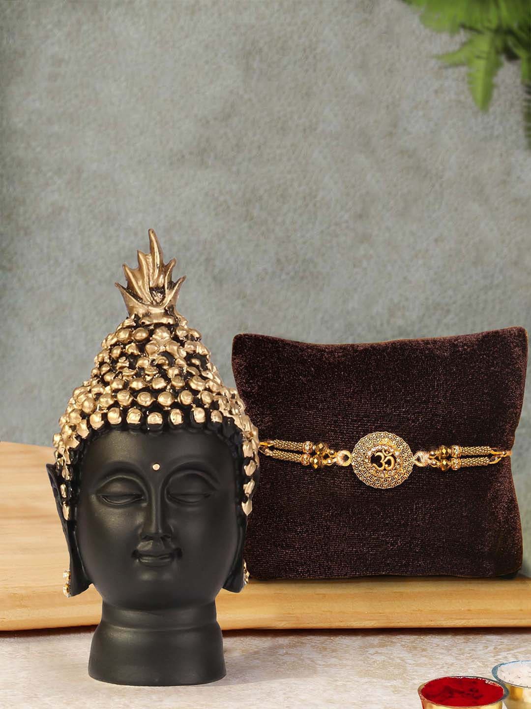

TIED RIBBONS Multicolored Rakhi with Buddha Idol Staue Combo Gift Set, Multi