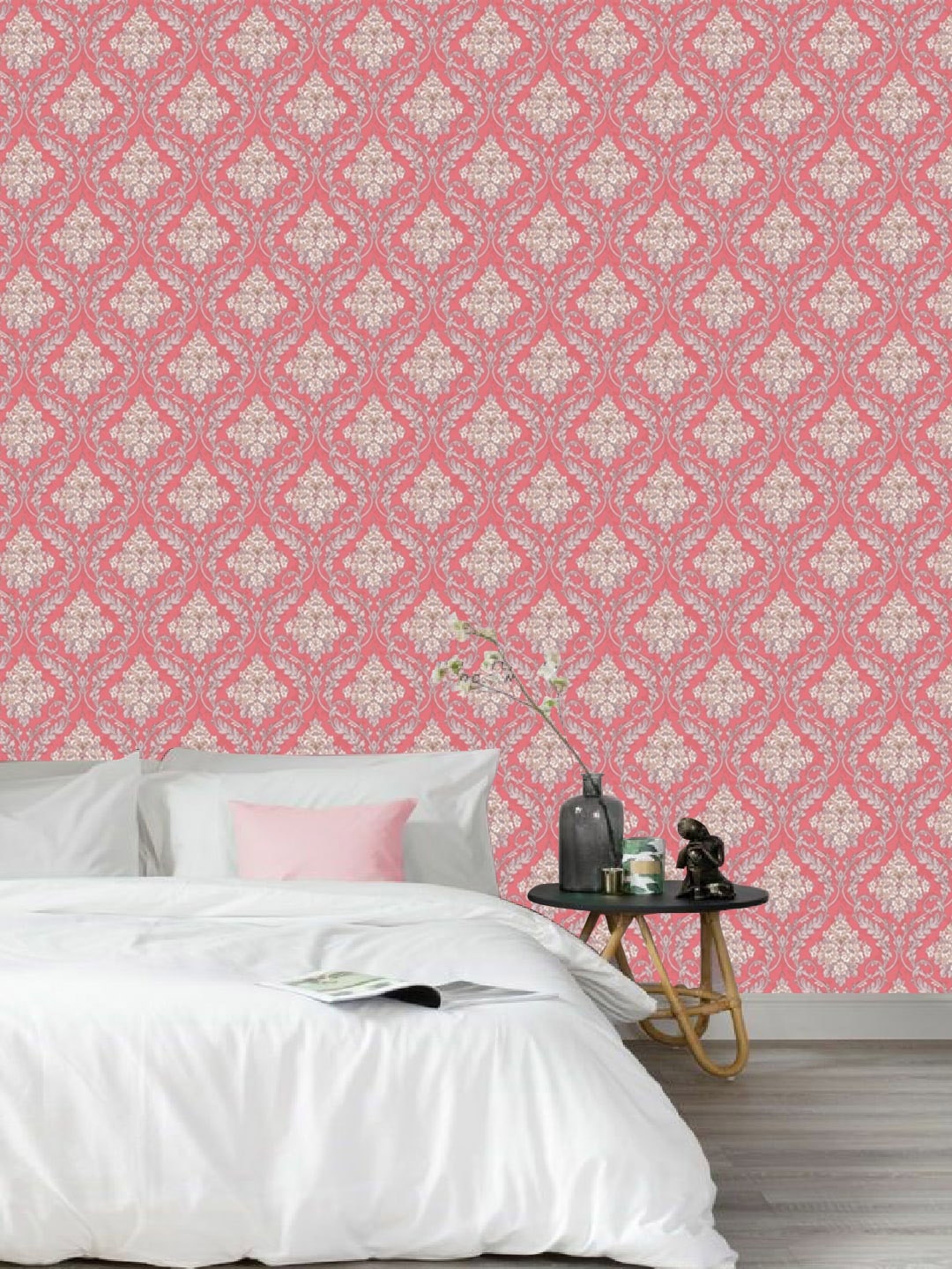 

Jaamso Royals Pink Damask Self Adhesive Wallpaper