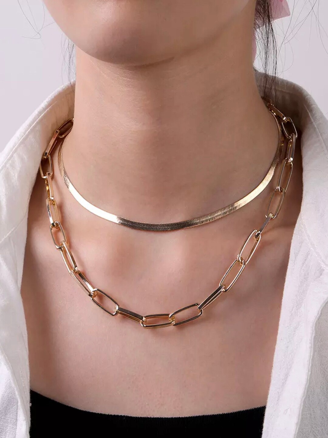 

Shining Diva Fashion Women Gold Toned Necklace