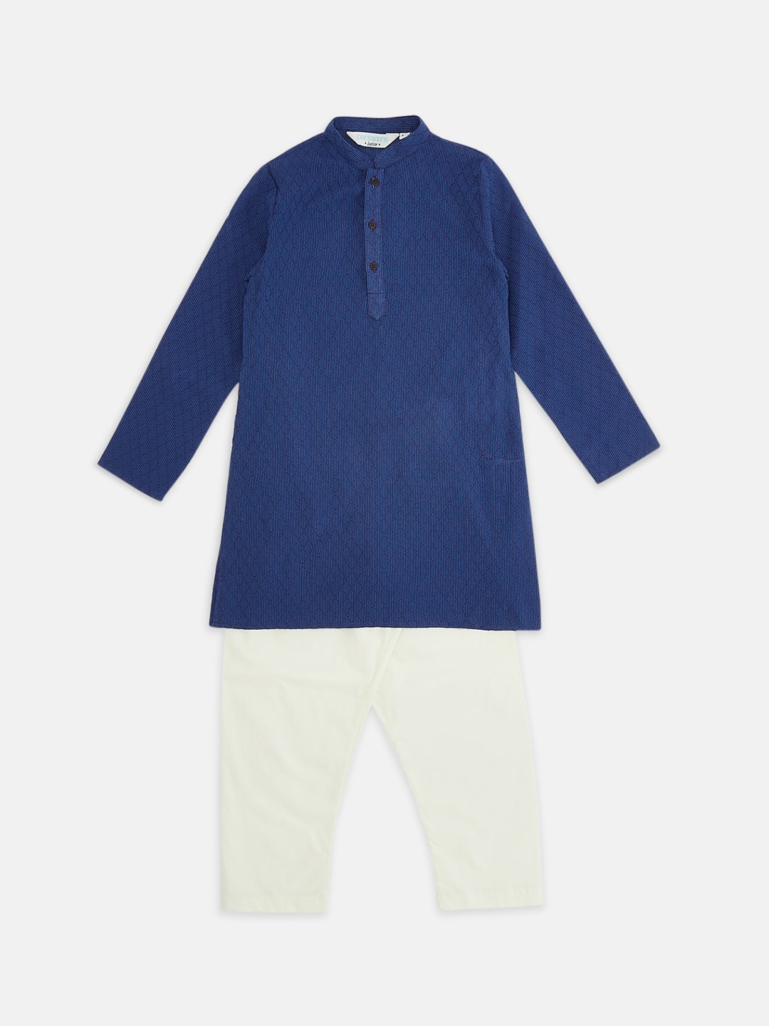 

indus route by Pantaloons Boys Blue Printed Pure Cotton Kurta with Pyjamas