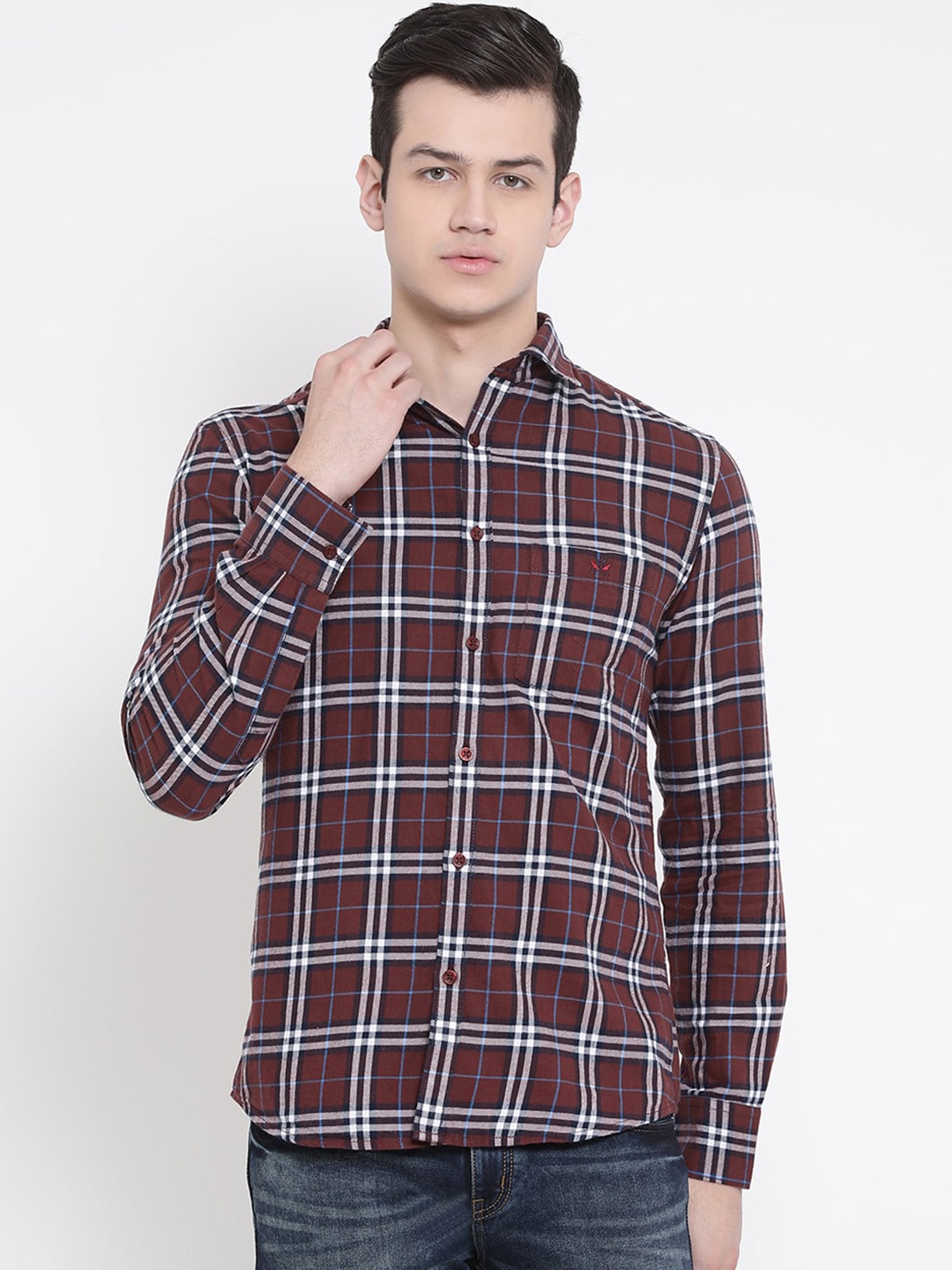 

Crimsoune Club Men Red Slim Fit Tartan Checks Checked Casual Shirt