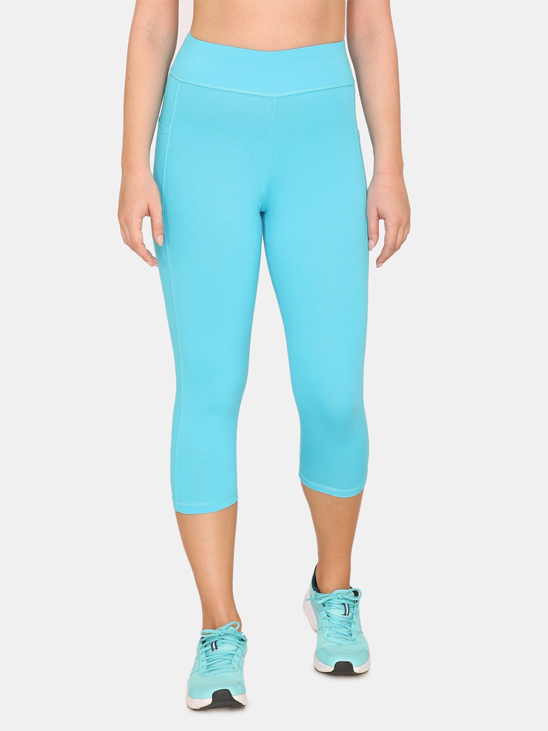 

Zelocity by Zivame Women Scuba Blue High Rise Cotton Capris