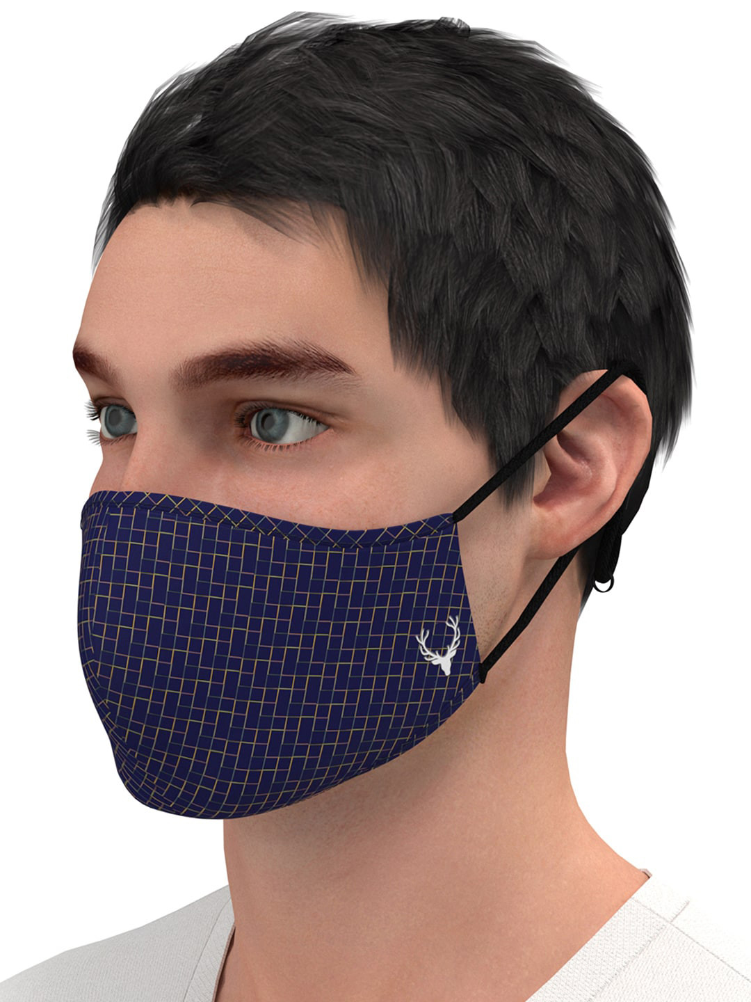

Allen Solly Men Pack Of 2 Printed 3-Ply Pure Cotton Protective Outdoor Masks, Blue