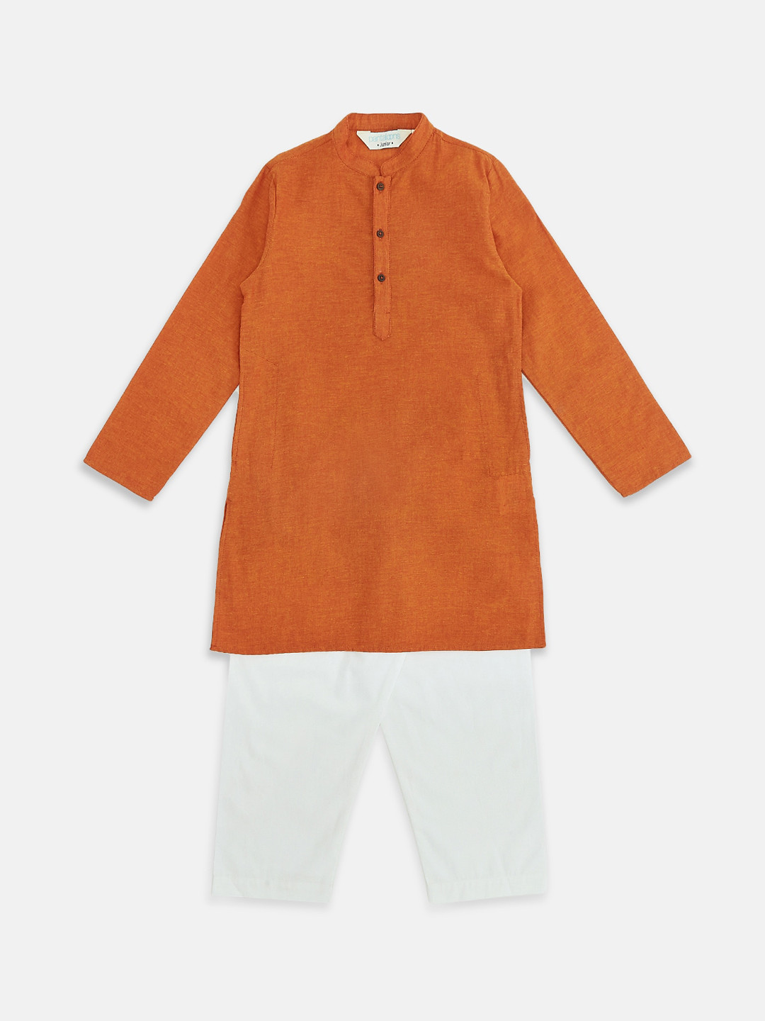 

indus route by Pantaloons Boys Rust Pure Cotton Kurta with Pyjamas
