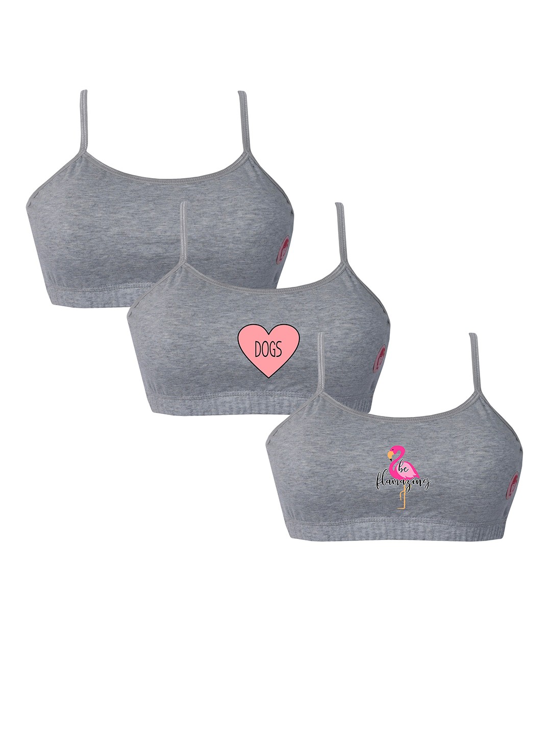 

DChica Set of 3 Full Coverage Everyday Bra DCBRJU6919/xxs, Grey melange
