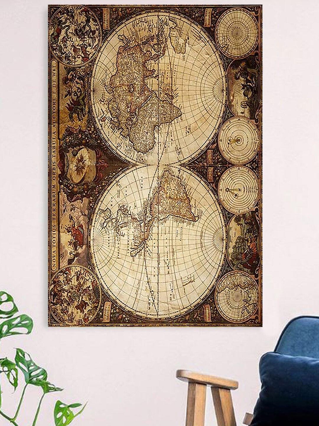 

Gallery99 Beige World Map Contemporary Canvas Unframed Painting
