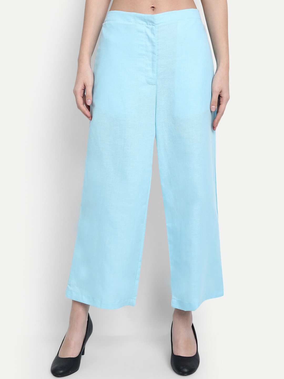 

LY2 Women Turquoise Blue Loose Fit Parallel Trousers