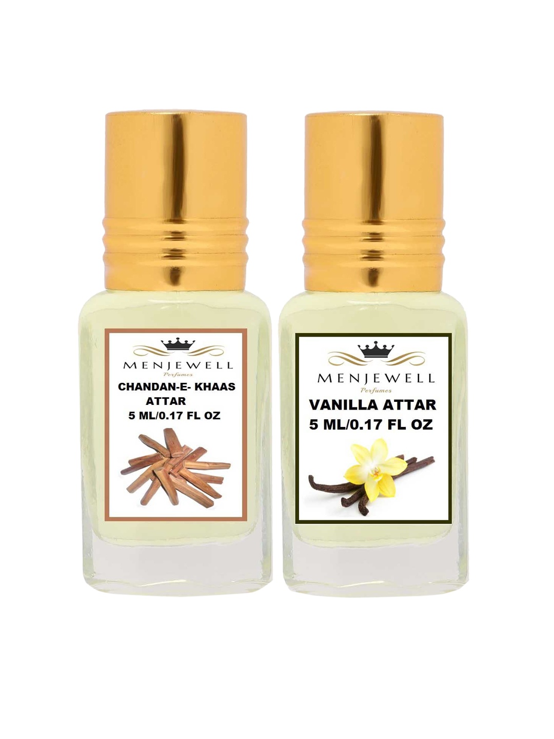

Menjewell Set of 2 Chandan-E-Khaas & Vanilla Attar, Transparent