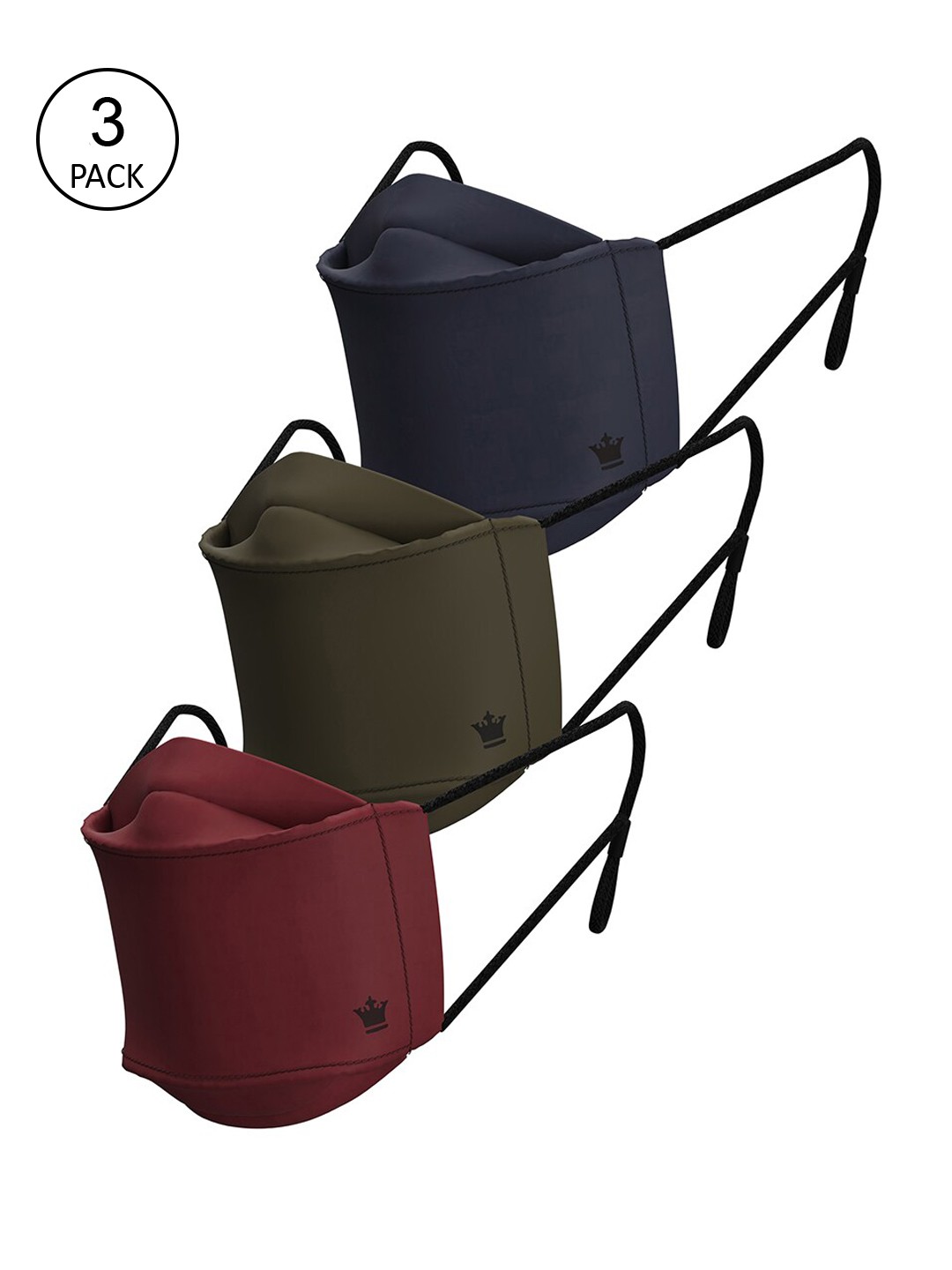 

Louis Philippe Men Pack Of 3 Assorted Cotton Origami Reusable Face Masks