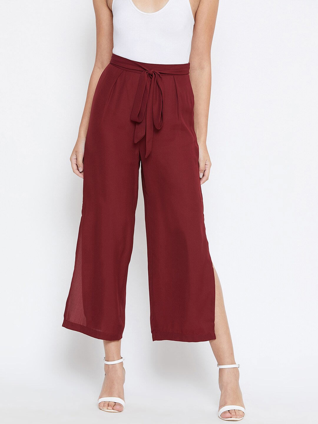 

La Zoire Women Maroon Georgette Palazzos