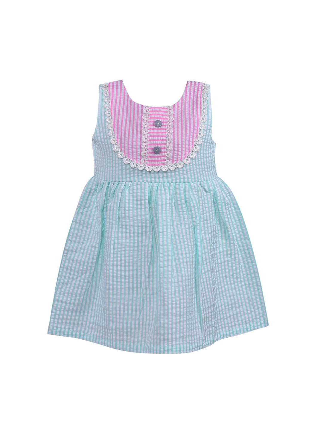 

Wish Karo Girls Blue & Pink Checked Dress