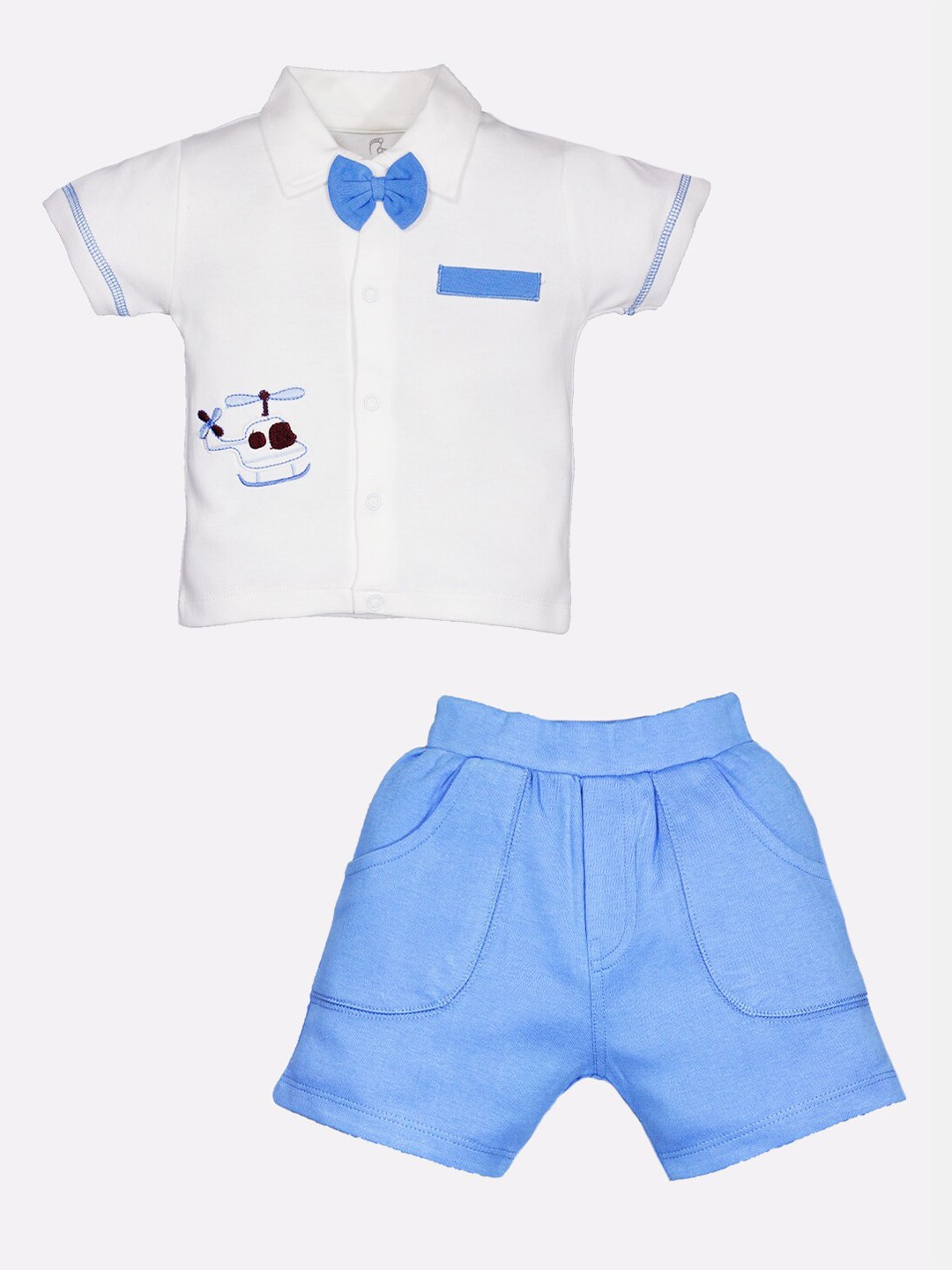 

BABY GO Boys White & Blue T-shirt with Shorts