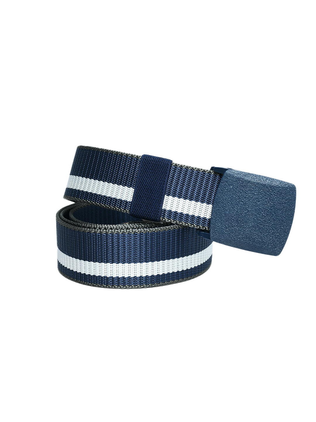 

Kastner Men Navy Blue & White Striped Canvas Belt