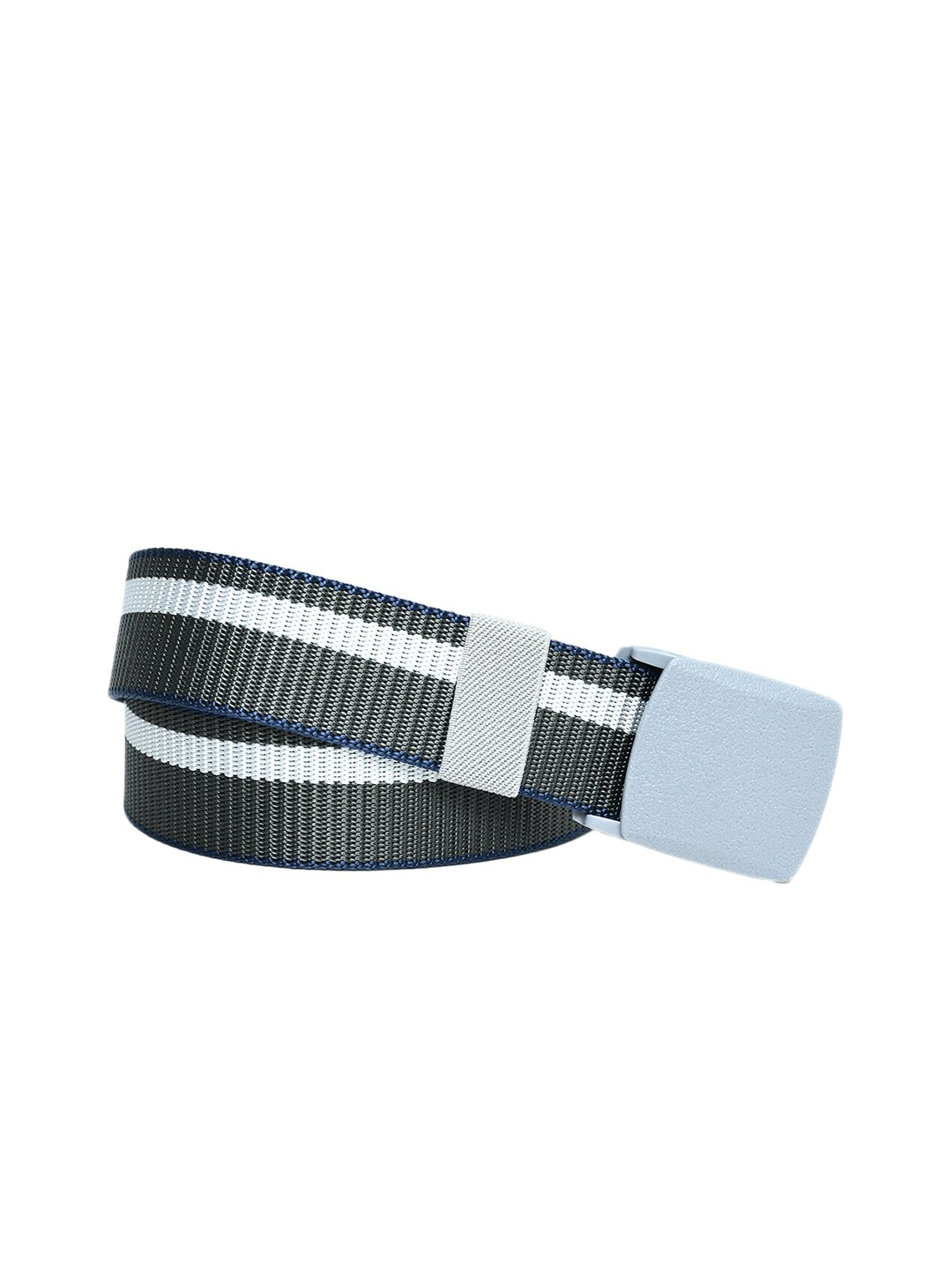 Kastner Men Silver Printed Casual Canvas Belt, Grey