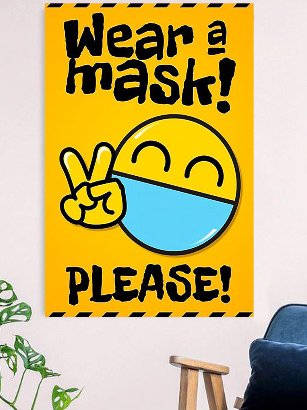 

Gallery99 Yellow & Black Wear A Mask Please Canvas Unframed Painting