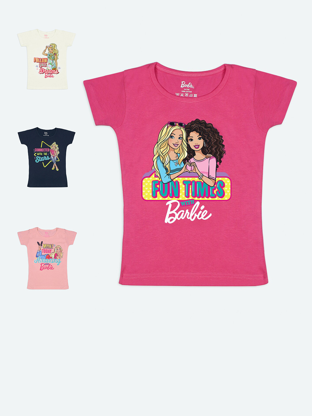 

Barbie Girls Multicoloured 4 Barbie Printed Applique T-shirt, Multi