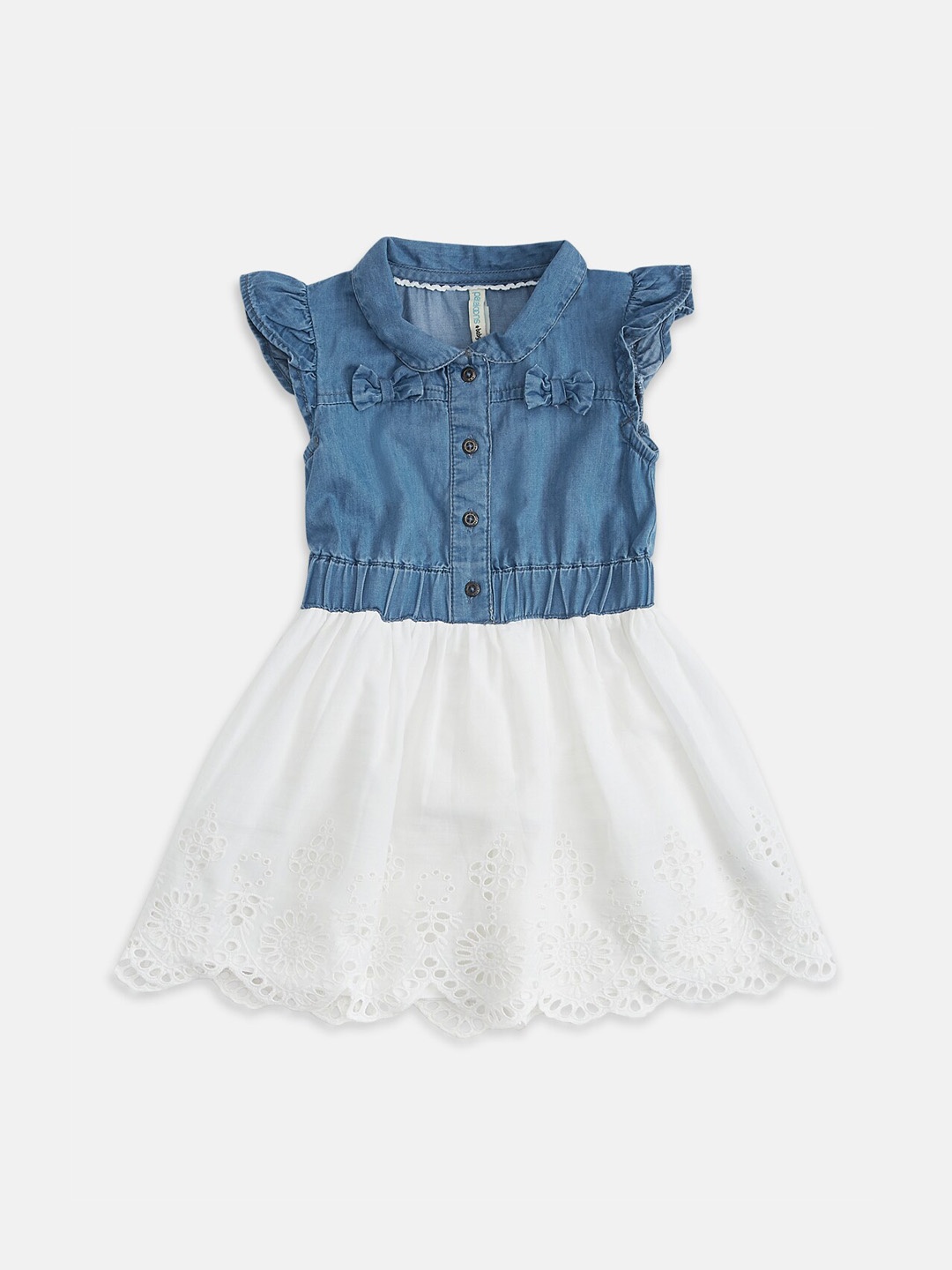 

Pantaloons Baby Girls Blue & White Fit & Flare Dress
