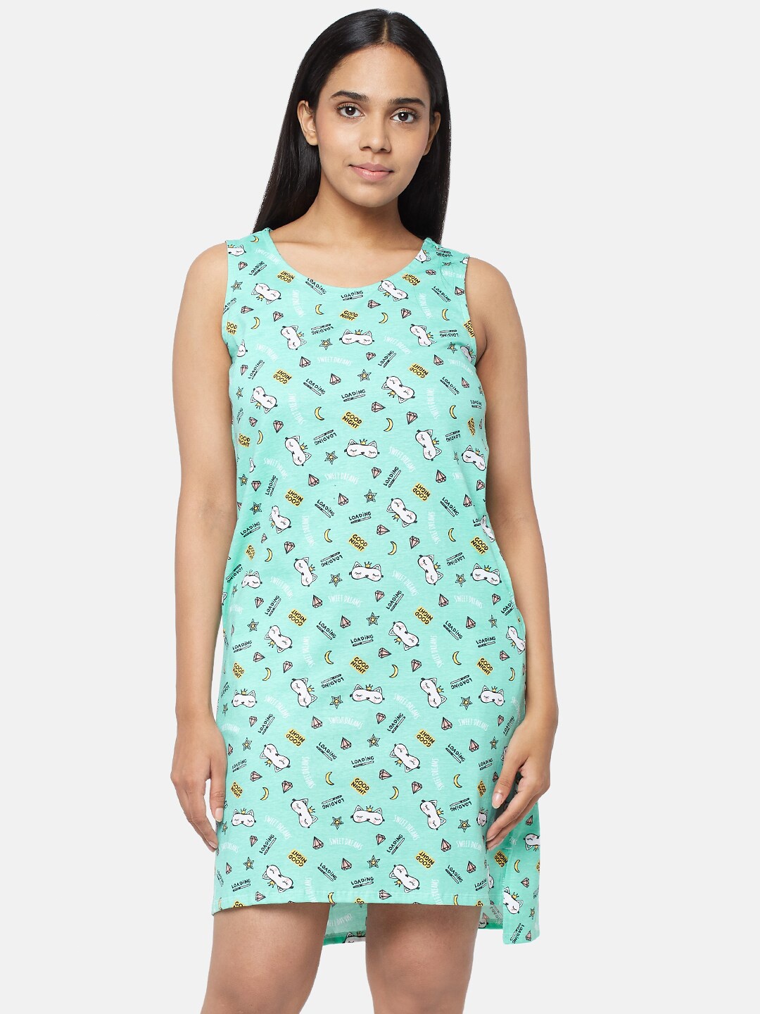 

People Women Blue Printed Sleepshirt