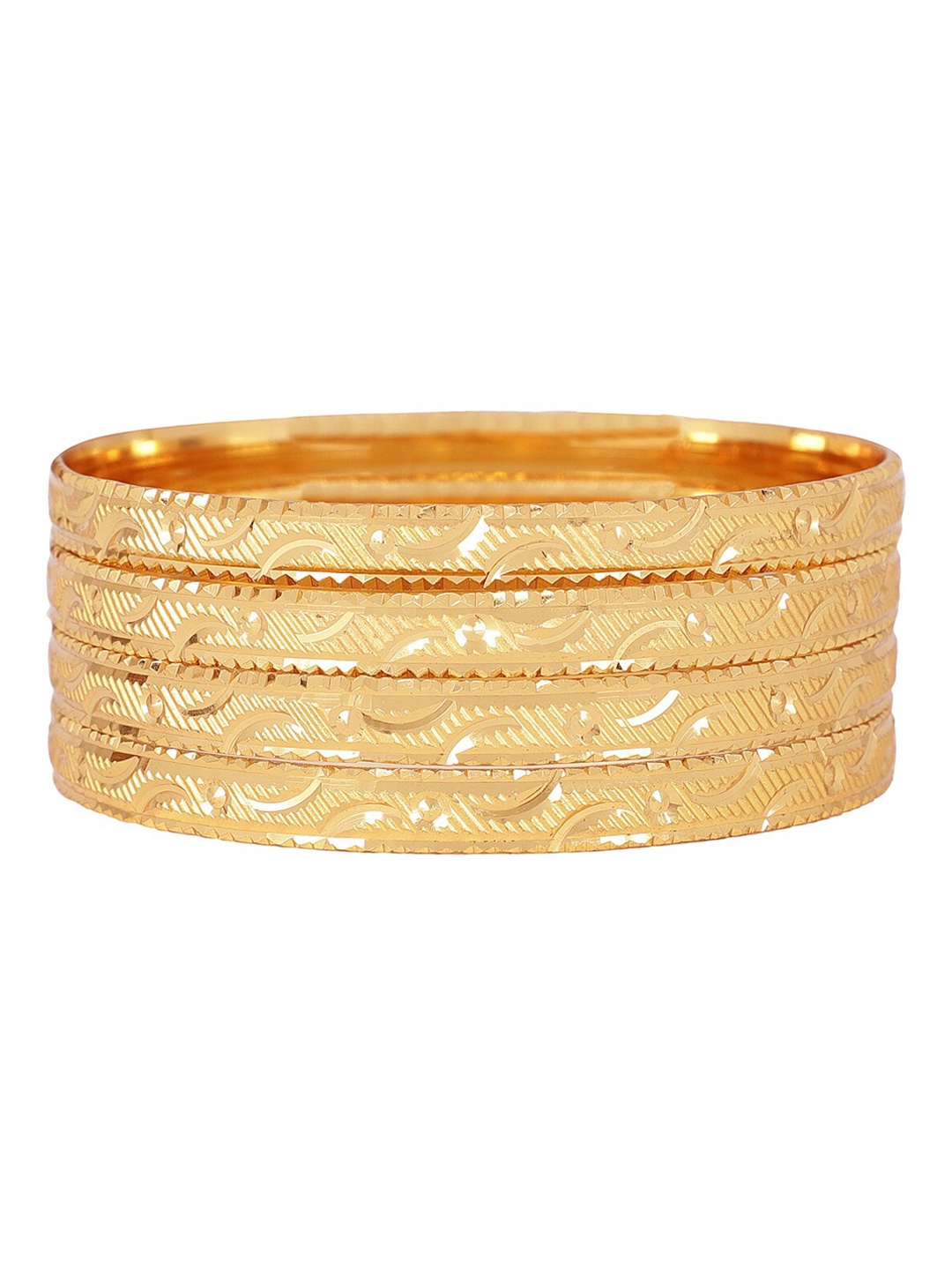 

Shining Diva Set Of 4 Gold-Plated Antique Bangles