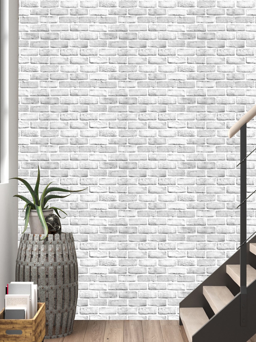 

Jaamso Royals White Set of 10 Brick Stone Printed Self Adhesive 3D Wallpapers